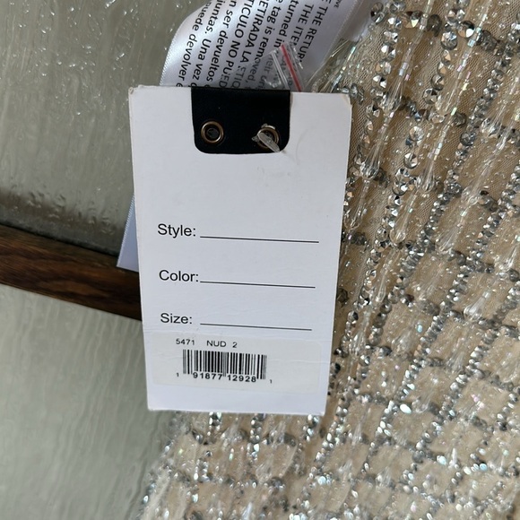 Mac Duggal 5471 Sleeveless High Neck Beaded Midi Sheath Dress NWT Nude - Picture 11 of 11